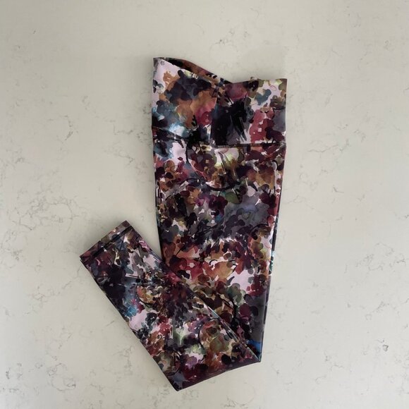RBX Activewear Floral Abstract Print Polyester Spandex Leggings Multi Color Sz M - Picture 8 of 8